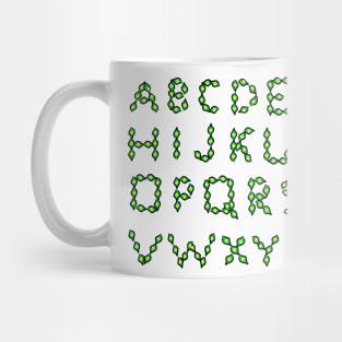 English alphabet. Back to school soon. Letters for children. Study. Mug